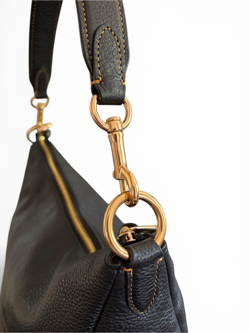 Coach Pennie Black Pebbled Leather Shoulder Hobo Bag with Gold Hardware - Picture 8 of 16